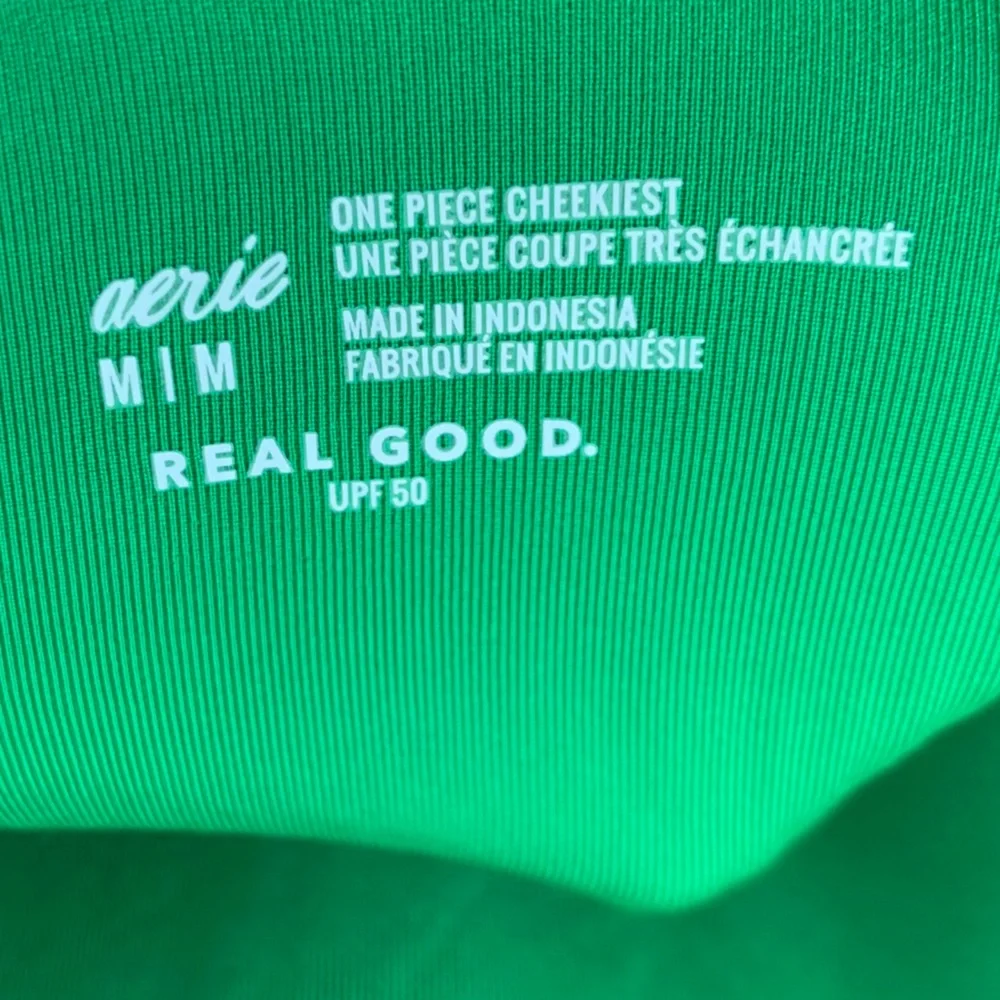 NWT Aerie Green Shimmery Crinkle Birthday Scoop Cheekiest One Piece Swimsuit - Picture 8 of 11